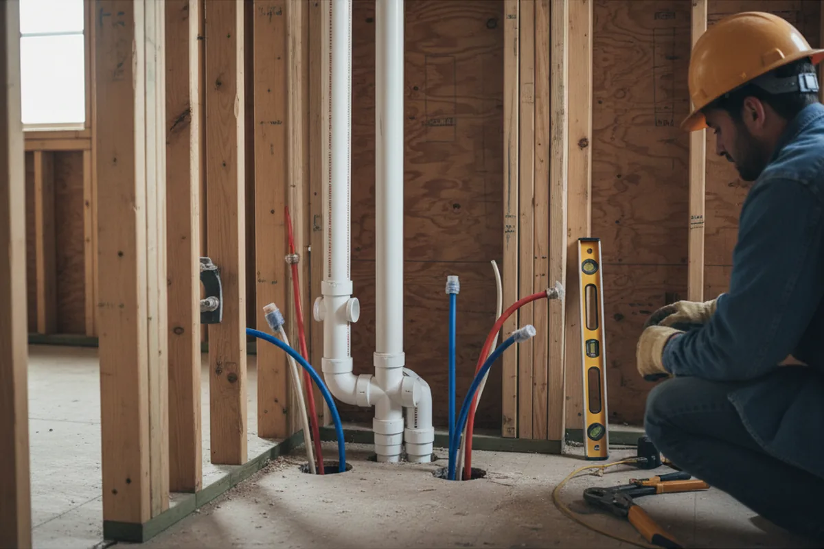 Drain and supply rough-in during Drain Cleaning in Collegeville