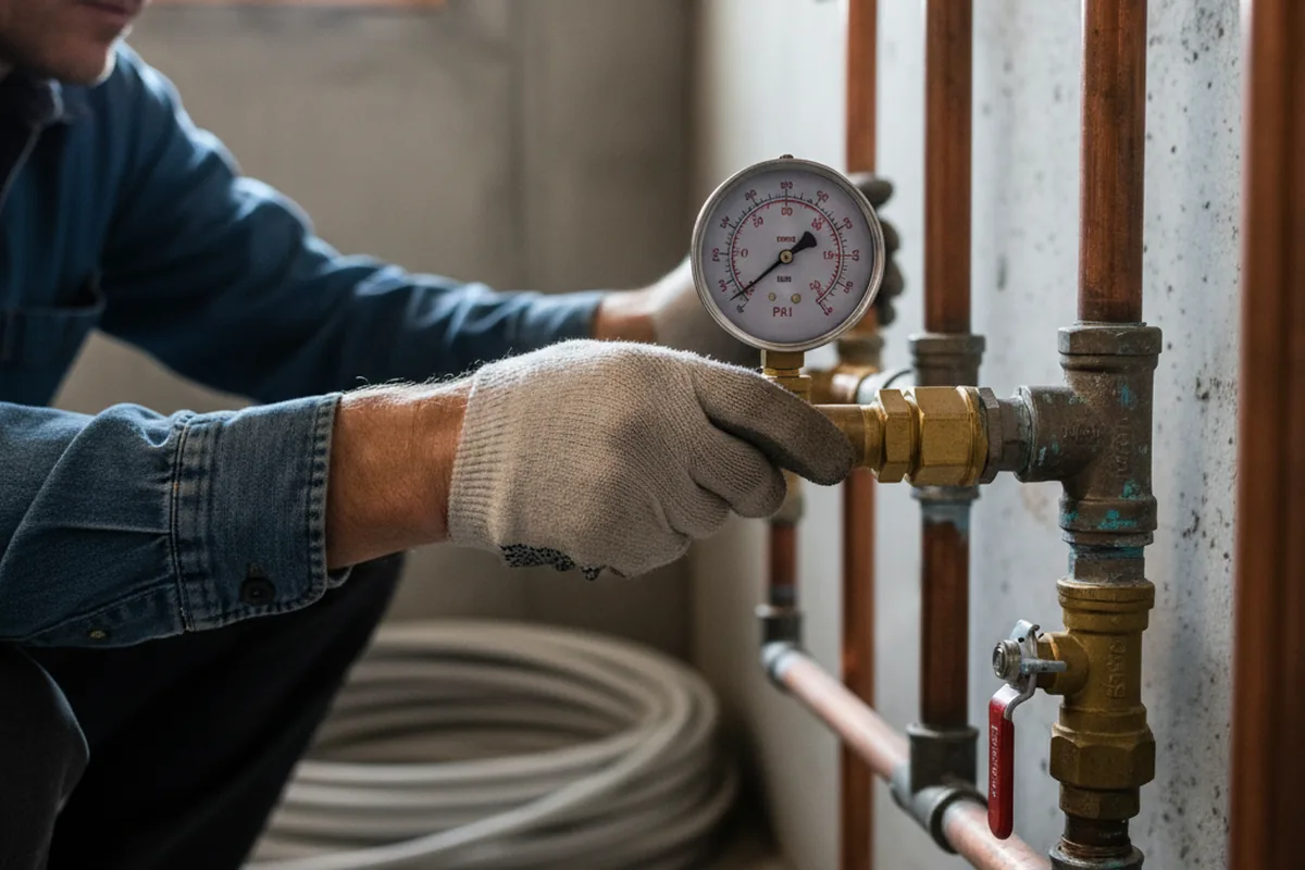 Pressure testing a repaired line during Water Line Repair in Collegeville